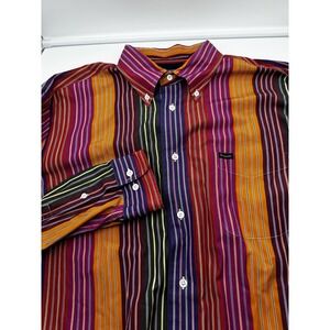 Faconnable Classique XL Long Sleeve Button Shirt Multicolor Stripes Pocket Men